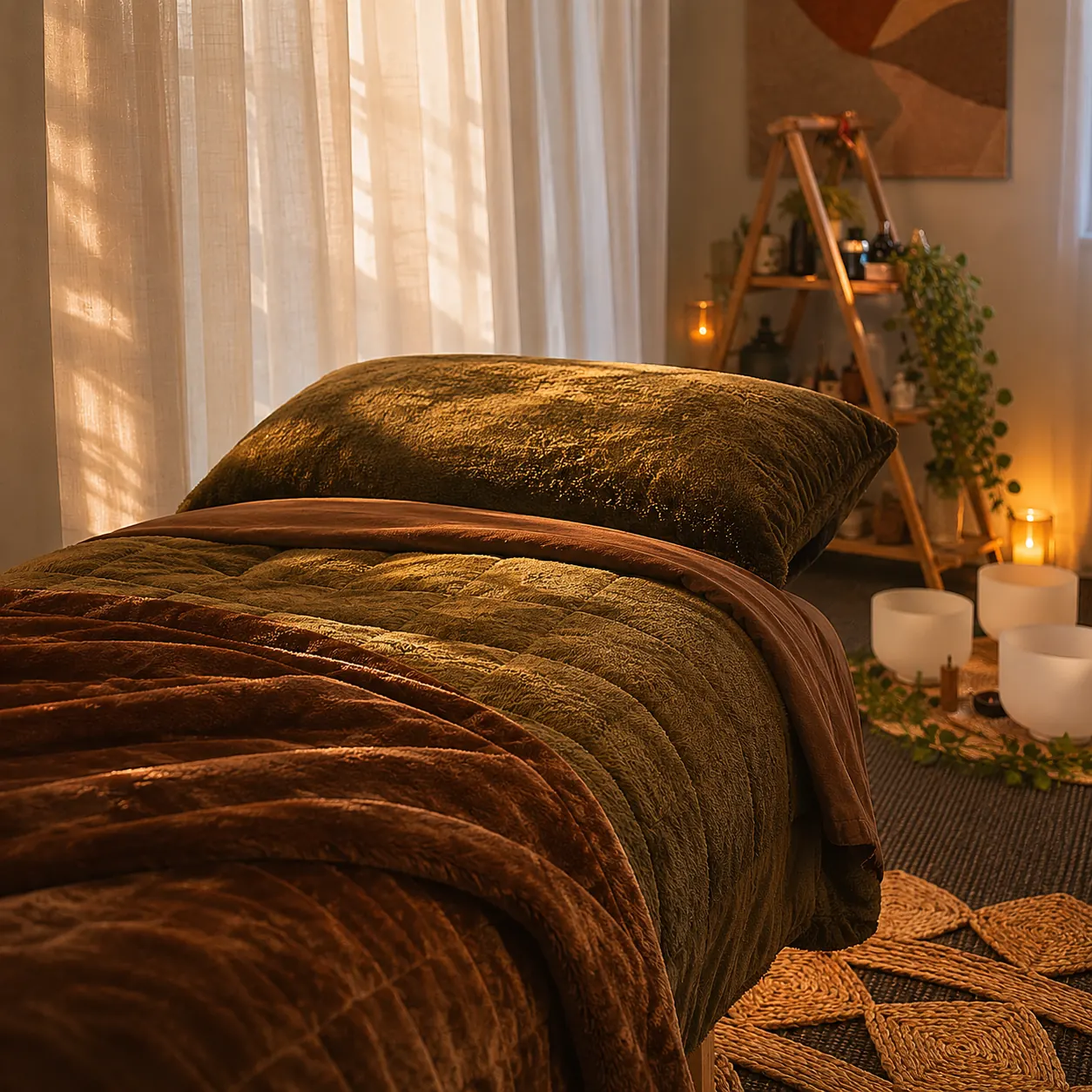 Intuitive ritual massage treatment bed