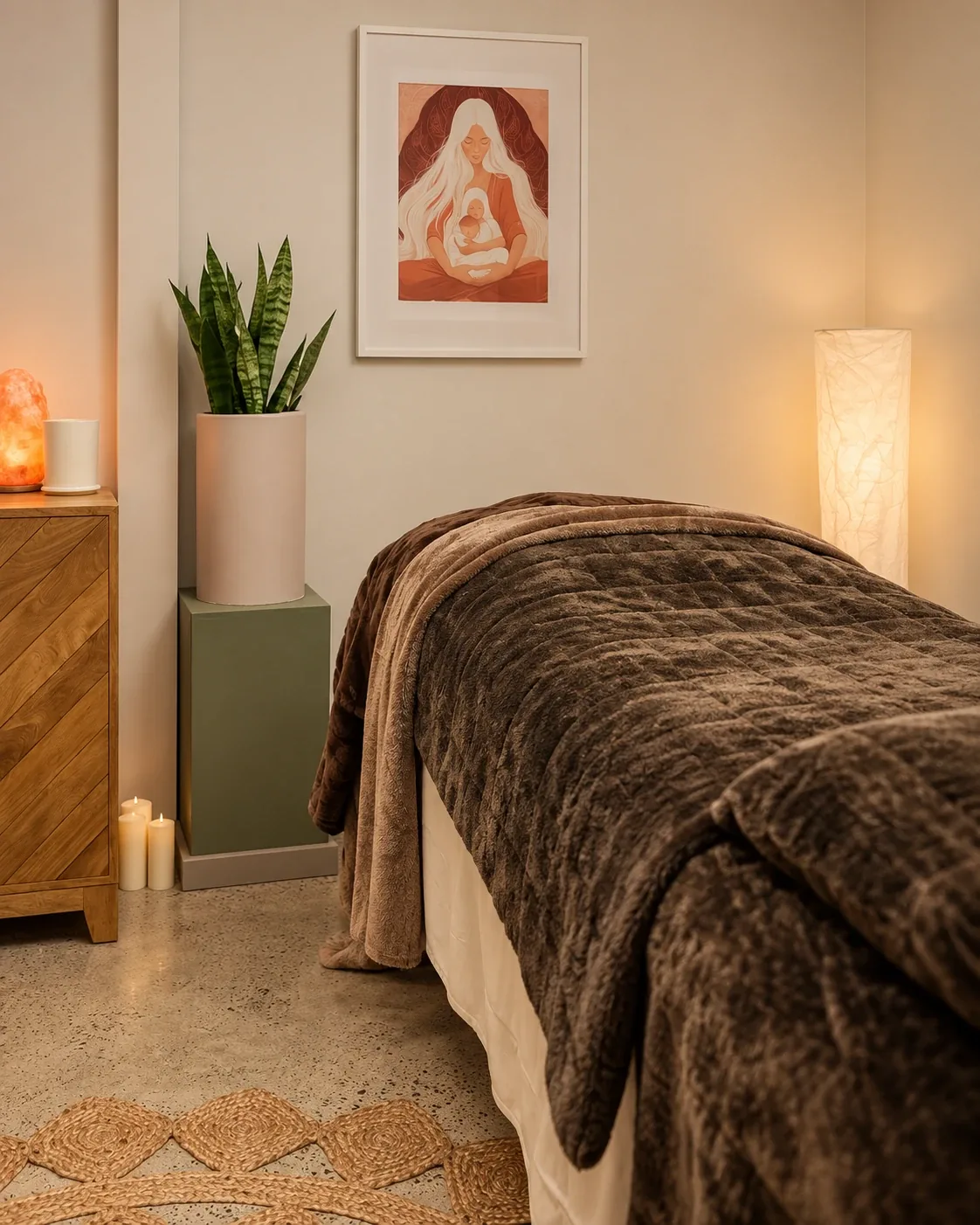 Intuitive ritual massage treatment bed